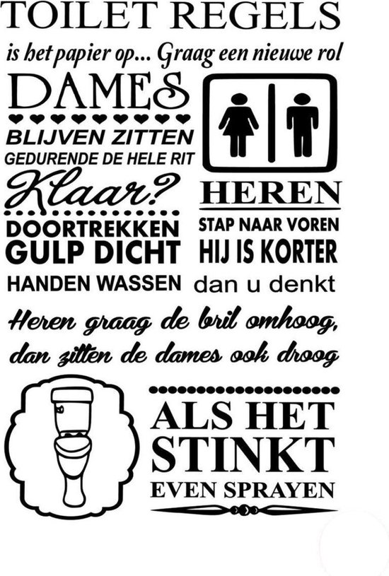 Sticker tekst voor toilet 50 cm x 70 cm bxh