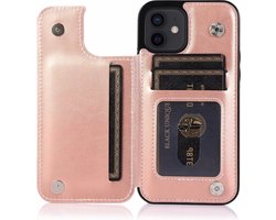 Hoesje geschikt voor iPhone 11 - Backcover - Pasjeshouder - Portemonnee - Kunstleer - Rose Goud