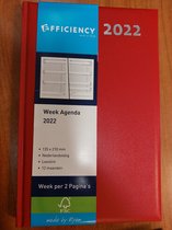 Agenda Efficiency 2022 A5 135MMX210MM Week per 2 pagina's Kleur rood