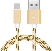 All Round Products USB-A naar USB-C 2m - Tijger patroon Goud/Zwart oplaad kabel
