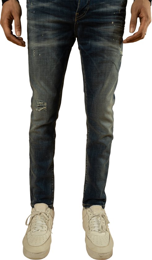 LEYON - FW21 - Blue Jeans - Slim Fit - Witte Splashes - W28 X L33 - LeyonDenim2400