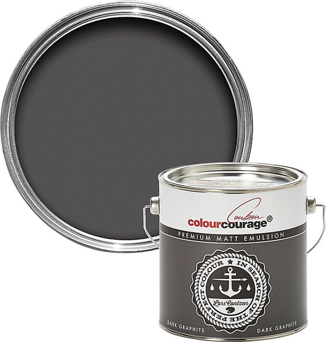 colourcourage Dark graphite Matt Emulsion paint, 2.5L