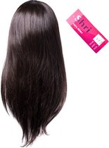 Pruiken dames - echt haar/ 130% density Human Hair Front Lace Wig Braziliaanse Straight, 16inch Pre Geplukt met Baby Haar