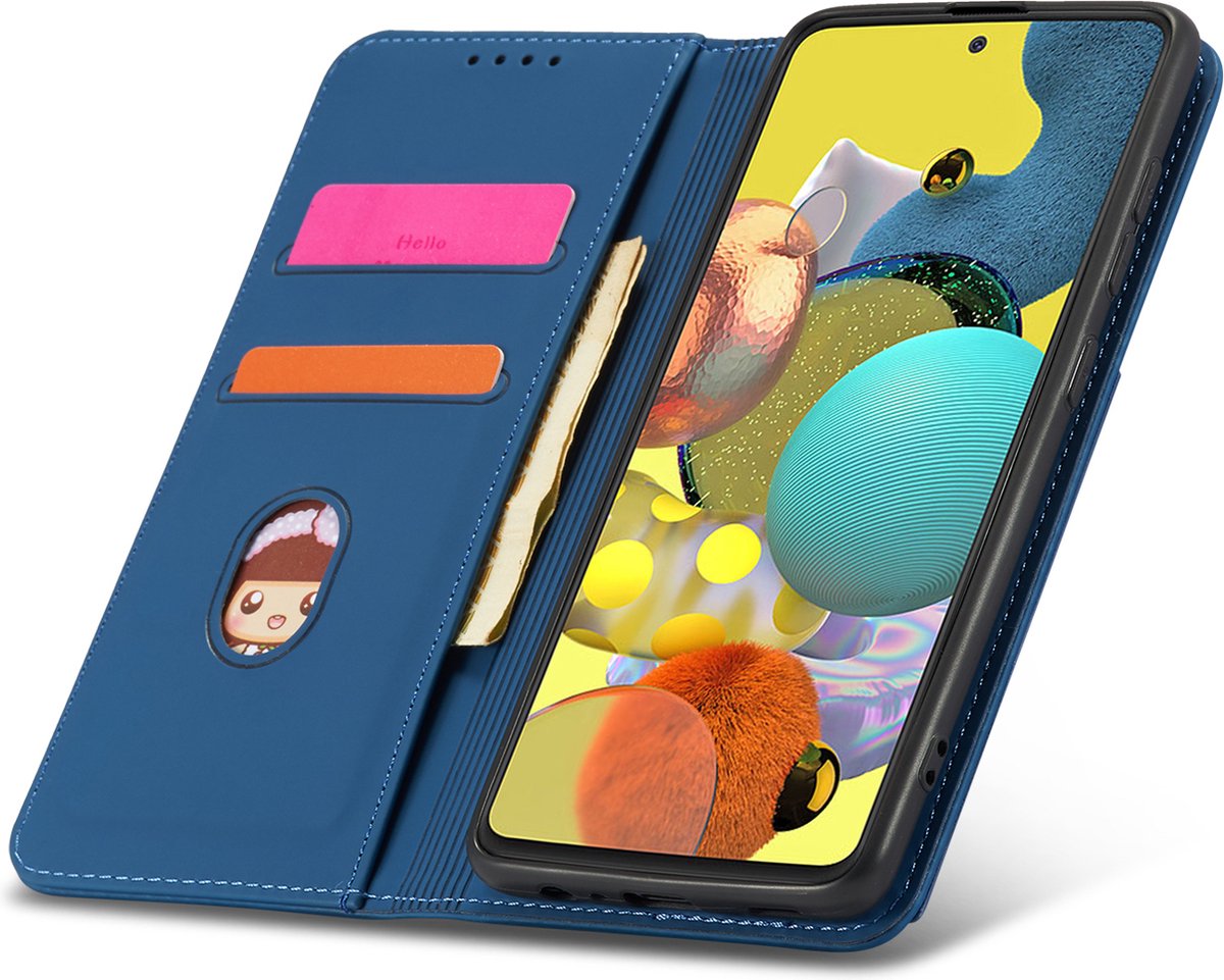 Leren Bookcase geschikt voor Samsung Galaxy A52 PU | Lederen Wallet Case | Telefoonhoesje | Pasjeshouder | Blauw