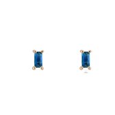 Diamant oorbellen - Dottilove - Blauw -14K Goud Verguld - Recht hoek - Minimalistisch