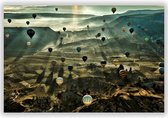 Wanddecoratie - Foto op Plexiglas - Plexiglas Schilderij - Luchtballonnen boven Cappadocië - Fons Kern - 140x70 cm