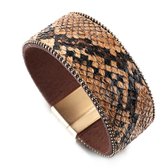 Sorprese - armband dames - leer – bruin – 19.5 cm – armband – M - Moederdag - Cadeau