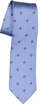 Michaelis stropdas - zijde - lichtblauw met donkerblauw en wit dessin - Maat: One size