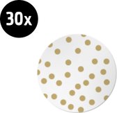 30x Sluitsticker Wit Met Gouden Stippen  | Goud | 45 mm | Dots | Sluitzegel | Chique inpakken | Traktatie - Verjaardag - Feest