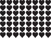 Muursticker hartjes | 3cm | 56 stuks | zwart