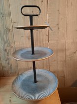 Etagere - Metaal - 3 hoog - ZIlver - Zwart -