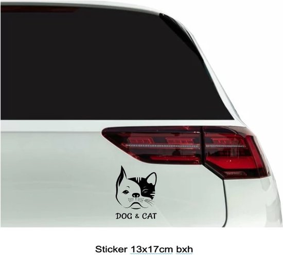 overschreden bijtend Napier Auto raam sticker Dog and Cat Auto sticker Hond en kat Hoofd Dieren  Aanhanger... | bol.com