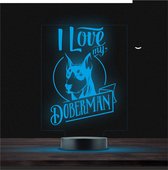 Led Lamp Met Gravering - RGB 7 Kleuren - I Love My Doberman