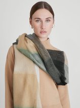 Sjaal | Alpacawol | 200 x 65cm | beige, mint, zwart | Luxe Wollen Shawl |