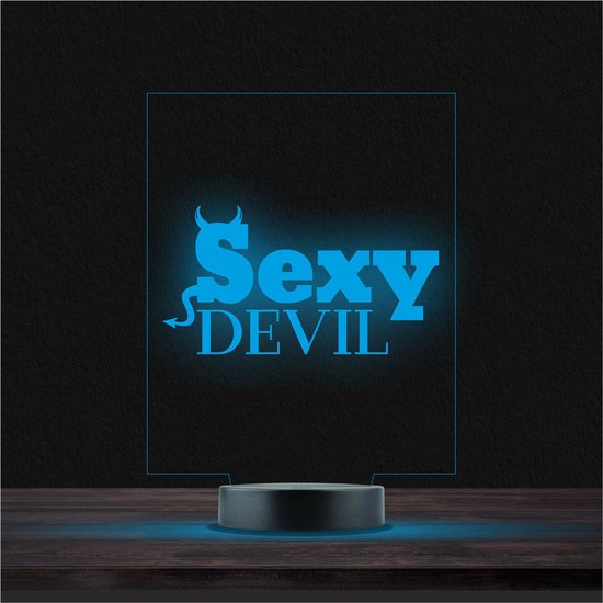 Led Lamp Met Gravering - RGB 7 Kleuren - Sexy Devil