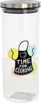 Gerimport Voorraadpot Time For Cooking 1250 Ml Transparant
