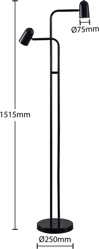 Lindby - vloerlamp - 2 lichts - staal - H: 160 cm - E14 - mat zwart