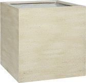 Cement Cube L Vertical Beige Washed 50x50x50 cm Ficonstone vierkante plantenbak