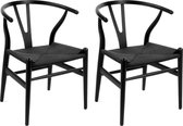 MOWELLI - 2 stoelen 'Y Chair Style' - Volledig Zwart