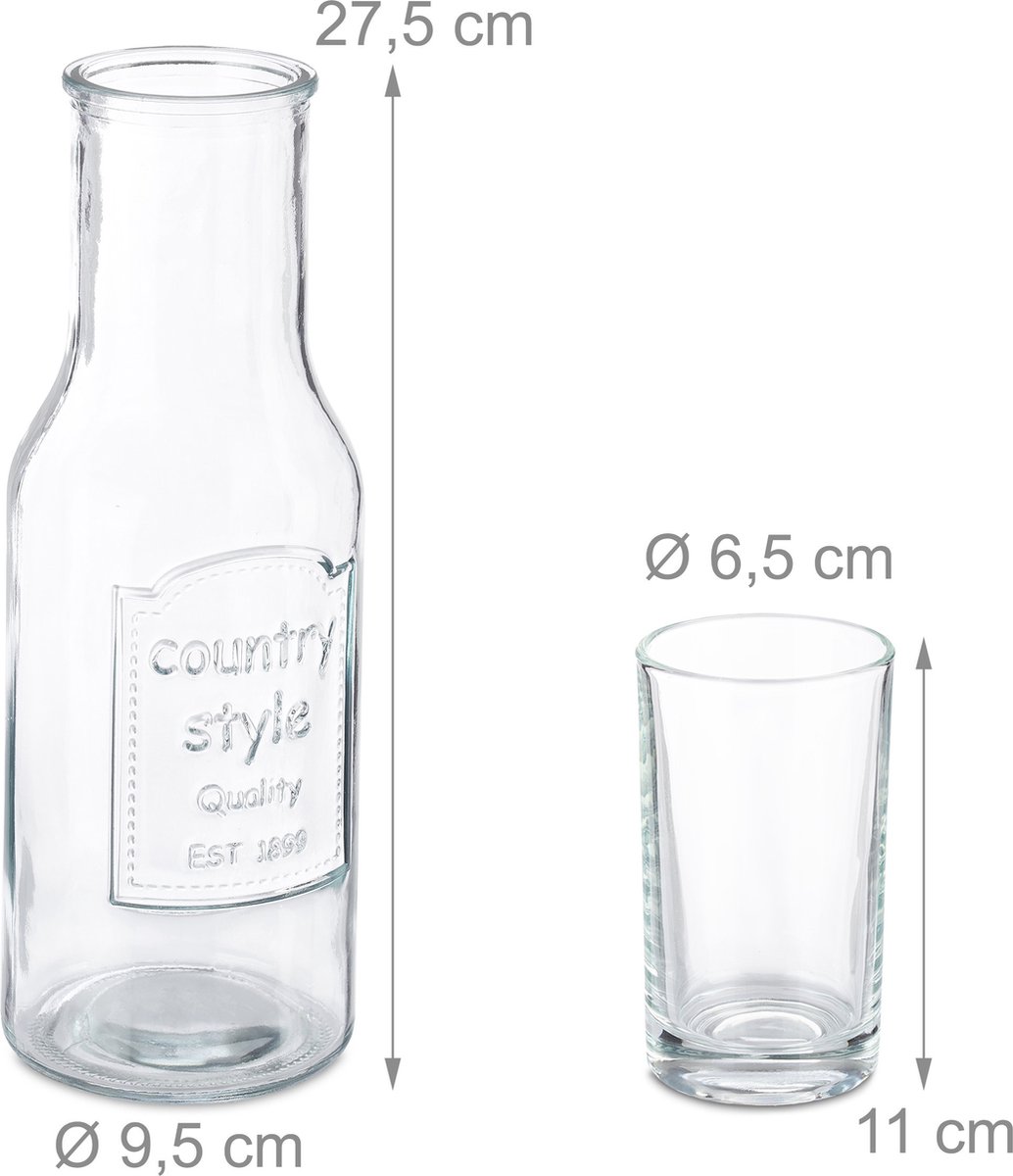 karaf met glazen - 5-delige set - 1 waterkan van 1,5 l - 4 drinkglazen van 200 ml - zonder deksel — cadeau in Koken & Dineren - foto 5