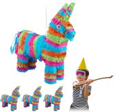 Relaxdays 4 x pinata ezel - feestartikel - verjaardag - piñata - zelf vullen - kinderen