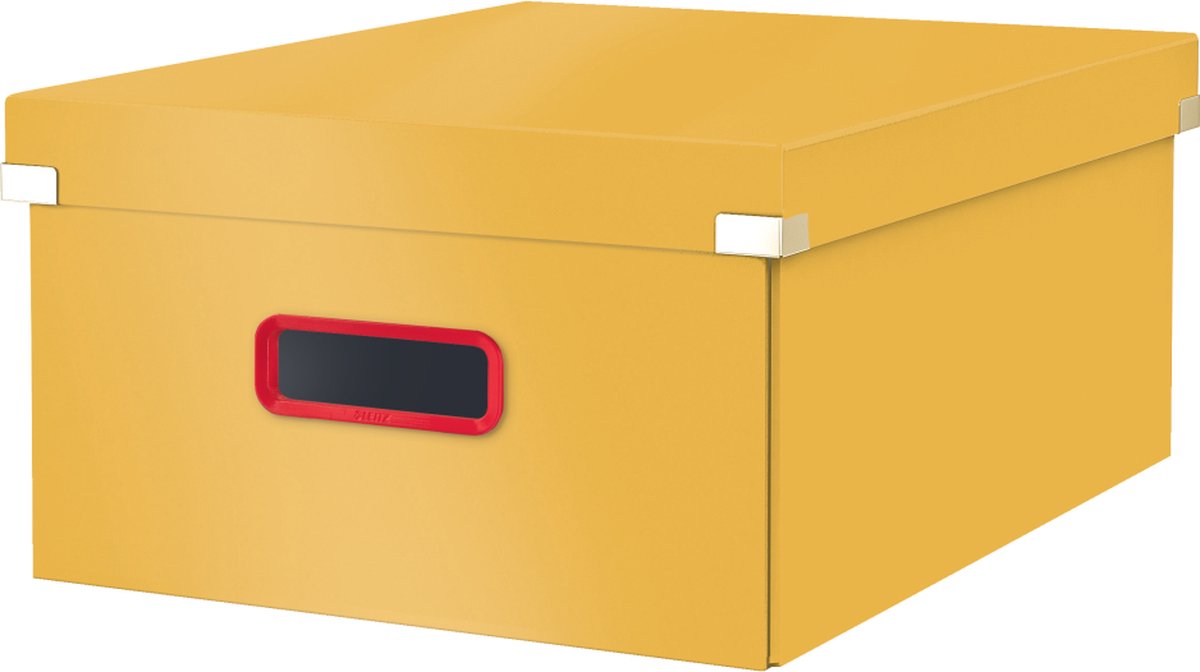 Leitz Click & Store Grote Kartonnen A3 Opbergdoos - 85% Gerecycled Karton - Opvouwbare Sorteerdoos met Deksel - 36.9 x 20 x 48.2 cm (BxHxD) - Warm Geel