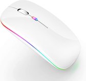 LED draadloze muis Oplaadbaar - 2.4G - Slim -Silent Click - Geruisloos - optisch - ergonomisch - Draagbare draadloze reismuis - met USB-ontvanger voor MacBook, pc, computer, laptop - wit