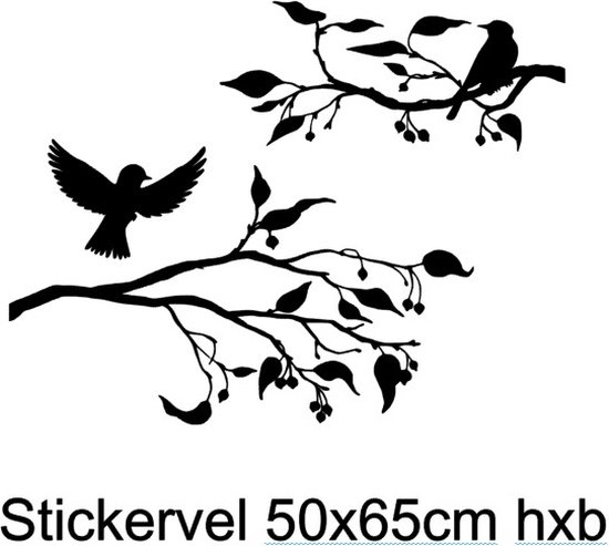 Raam - Muur  stickers Vogels op takken 2 stuks  Decoratief Wand decoratie