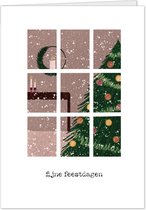 KimsKaartjes - Set van 10 gevouwen kerstkaarten incl. enveloppen - Fijne feestdagen