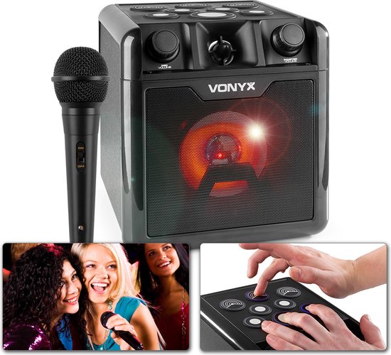 Drumpad Karaoke set met microfoon - Vonyx SBS50B-DRUM - Ingebouwde accu -  LED -... | bol.com
