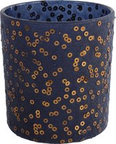 Non-branded Theelichthouder Noa 7,5 X 8 Cm Glas Donkerblauw