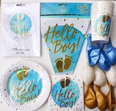 Babyshower of genderreveal set Hello Boy 35-delig - babyshower - genderreveal - geboorte - it's a boy