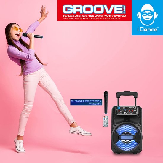 iDance Audio GROOVE214W Bluetooth Party Speaker - Draadloos - Discoverlichting - Karaoke Set - Met Microfoon en Afstandsbediening van iDance Audio — afbeelding 2