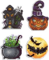 Koelkastmagneet/needleminders HALLOWEEN - telpatroon om zelf te borduren