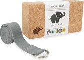 A-FTNSS Yoga Blok Set | 100% Portugees kurk | 1 Yoga blok & Yoga riem (22.7x12x7.5 cm)