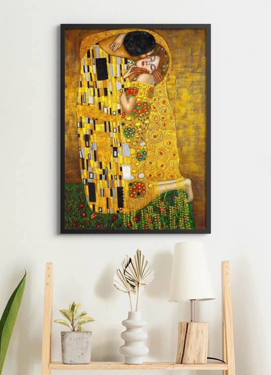 In Zwarte Lijst - De Kus - Gustav Klimt - Large 70x50 - Wanddecoratie -... | bol.com