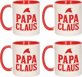 Set van 4x stuks papa Claus koffiemokken / theebekers rood kerstcadeau vader 300 ml