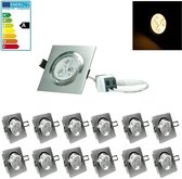 ECD Germany 12er Pack LED Inbouwspots 3W 230V 234 Lumen Warm wit 3000K - Hoekig - Dimbaar - Draaibaar 30° - IP44 - Inbouwspots voor plafondlampen.