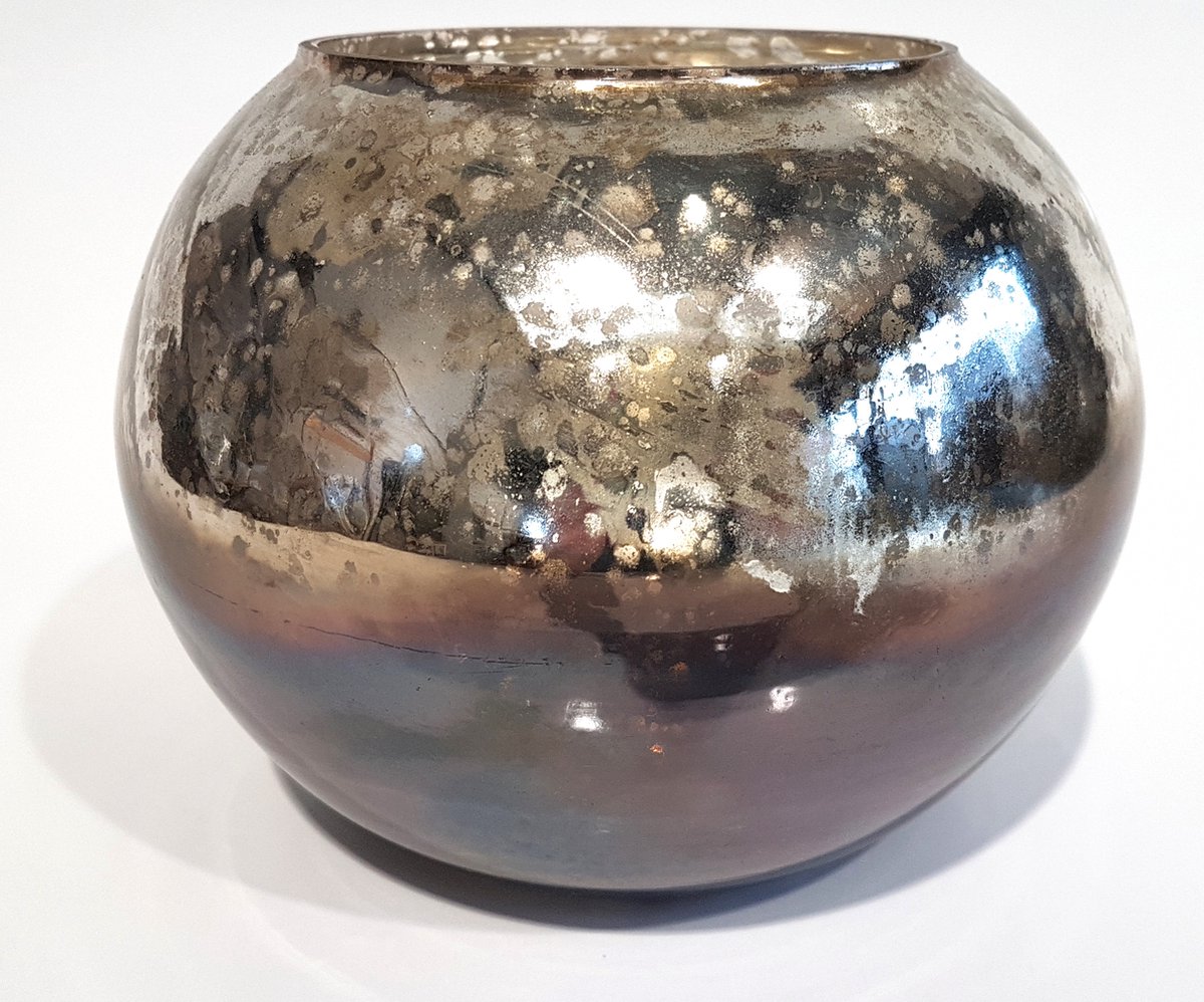 Theelichtbol rosé 'Mottled' - glas - 16x16x13cm
