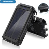 Solar Powerbank 30000 mAh Charger - USB C - Powerbank Zonne Energie - 2x USB - Geschikt voor Samsung en iPhone