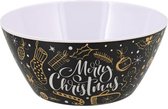 Melamine Kom - Zwart / Goud - Bowl - Schaal - Bowl - 25 cm - Rond - Kerst - Happy Christmas - Kerstboom - XL