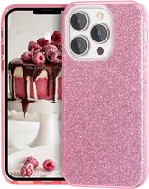 iPhone 13 Pro Hoesje Roze - Glitter Back Cover