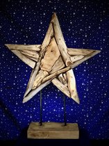 Christmas star S white wash 40 cm hoog - tropische houtsoort gedroogd - hout - decoratiefiguur - kerstdecoratie - kerst - handgemaakt - interieur - accessoire - voor binnen - voor