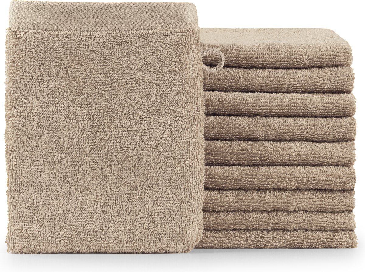 Blumtal Terry Washandjes Set - 10 x Washandje - 15 x 20 cm Taupe