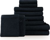 Set de Handdoeken éponge Terry - 2 serviettes de bain, 4 serviettes de toilette, 2 serviettes d'invités et 2 débarbouillettes : bleu foncé