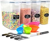 4L opbergset voor graancontainers - ﻿Voedselopslagcontainers met 8 labels, lepelset en pen, ﻿Luchtdichte kunststof BPA-vrije keukenpantry Meelopslag