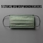 Winter wegwerp mondmaskers pastel - Groen - per 5 stuks