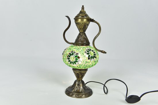 Lampe de table Handgemaakt turque faite à la main verte Lampe de nuit carafe orientale lampe d'ambiance