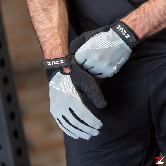 ZEUZ Fitness Handschoenen Heren & Dames – voor Sport, CrossFit & Krachttraining – Wit & Grijs – De perfecte gloves voor meer grip en bescherming tegen blaren & eelt - Maat L - ZEUZ