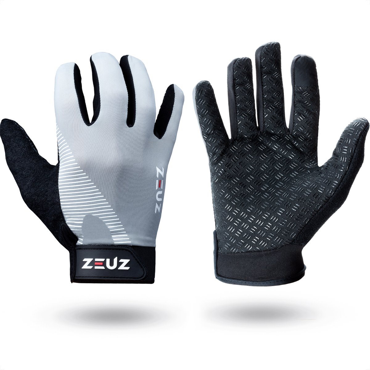 ZEUZ Fitness Handschoenen Heren & Dames – voor Sport, CrossFit & Krachttraining – Wit & Grijs – De perfecte gloves voor meer grip en bescherming tegen blaren & eelt - Maat L - ZEUZ